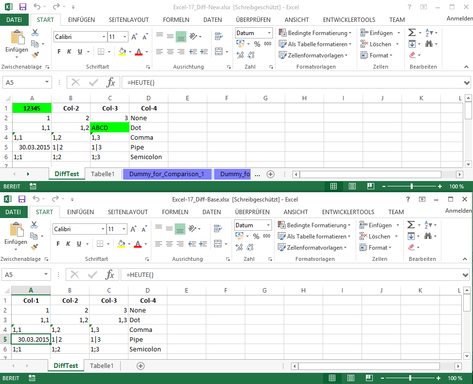 Excel file comparison