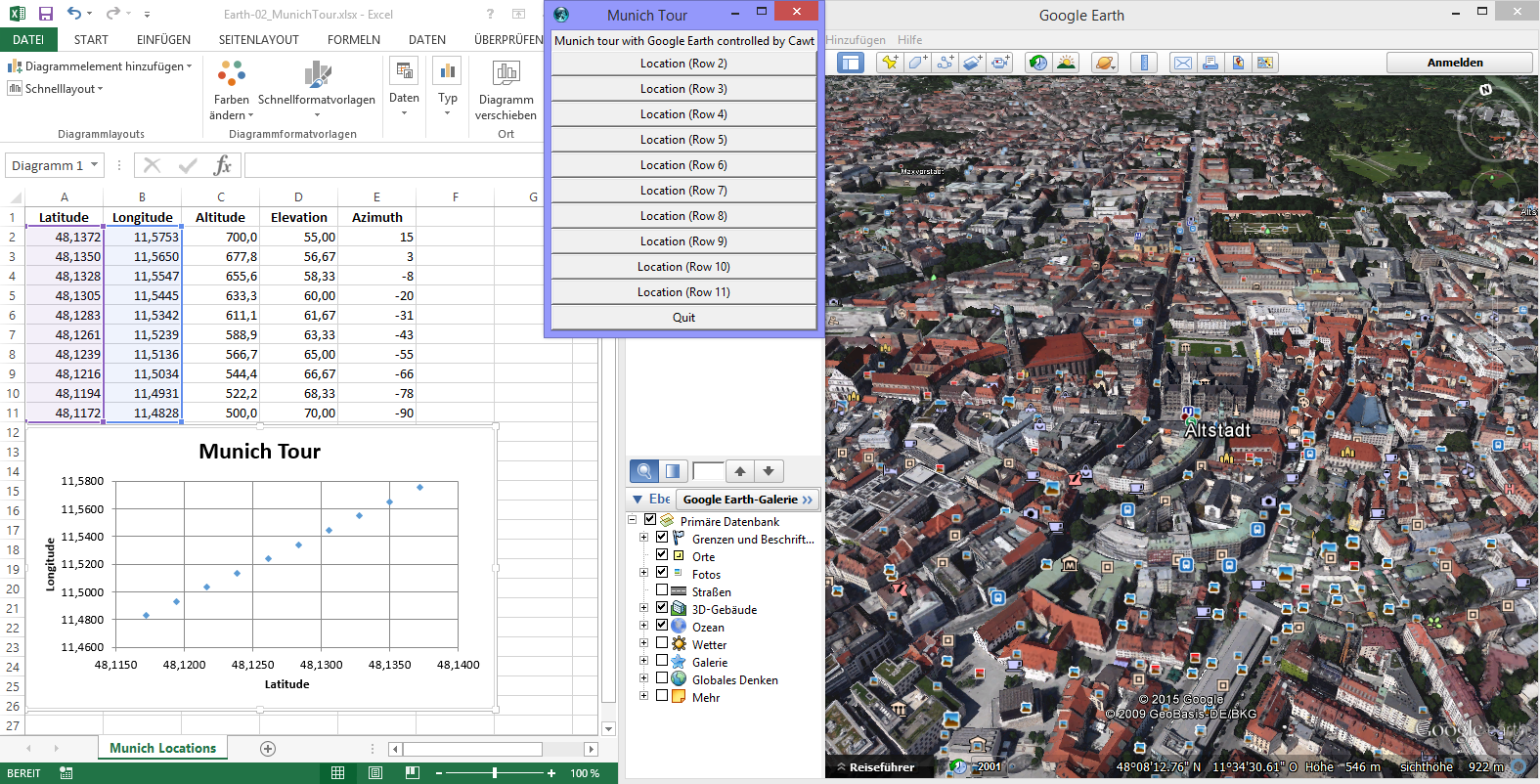 Automation of Excel and Google Earth