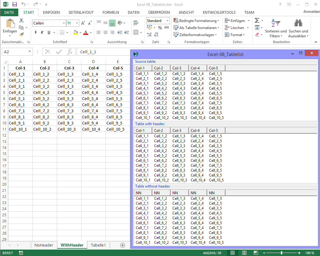 Data exchange with Tablelist